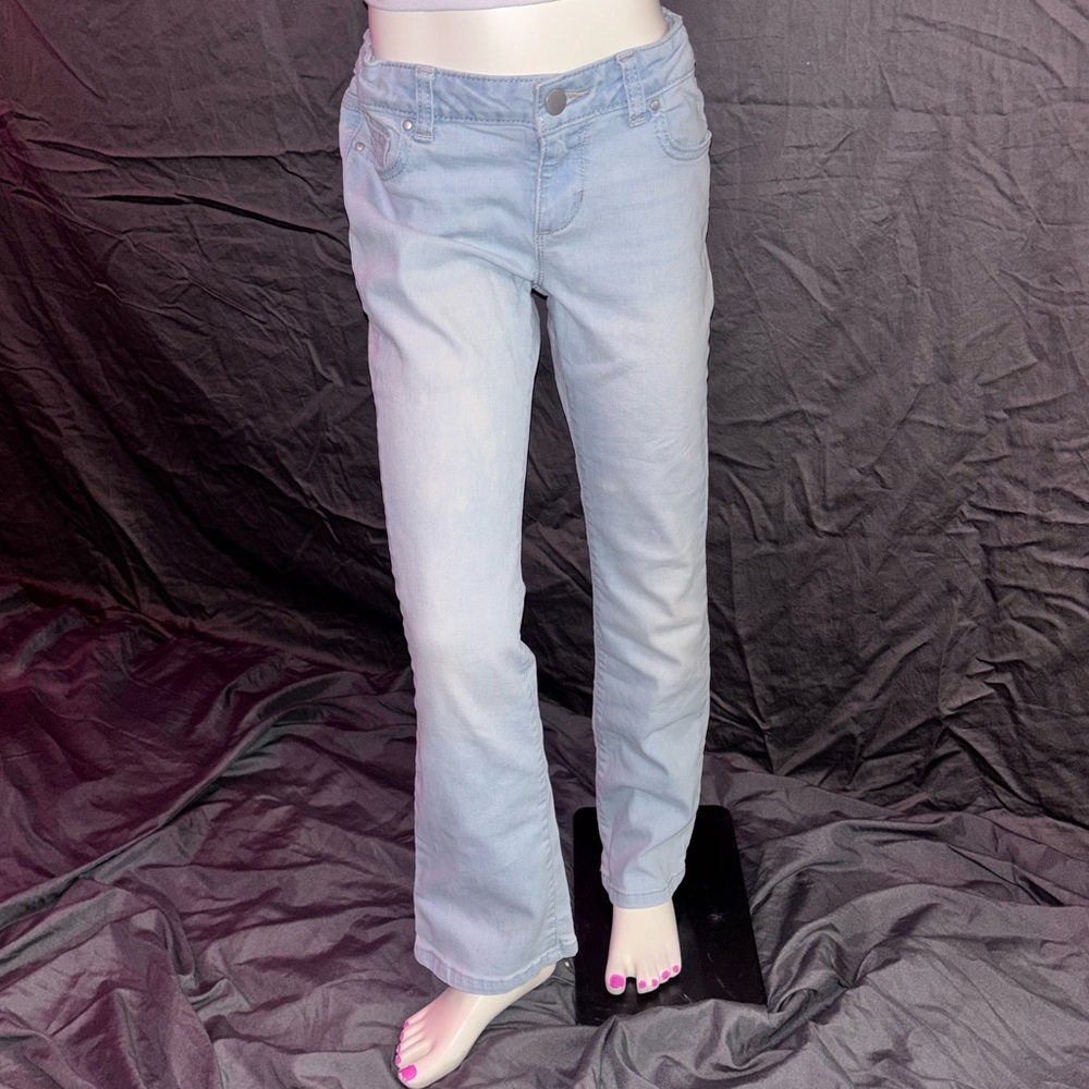 Wonder Nation Girls Bootcut Jeans Size 8 Light Wash Stretch Denim